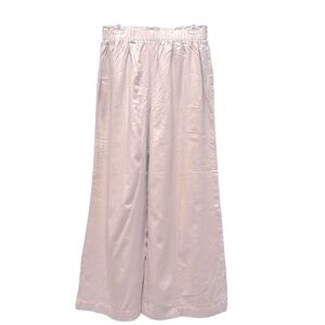 New Look Size Large Natural Color Wide Leg Elastic Waist Linen Blend Beach Pants